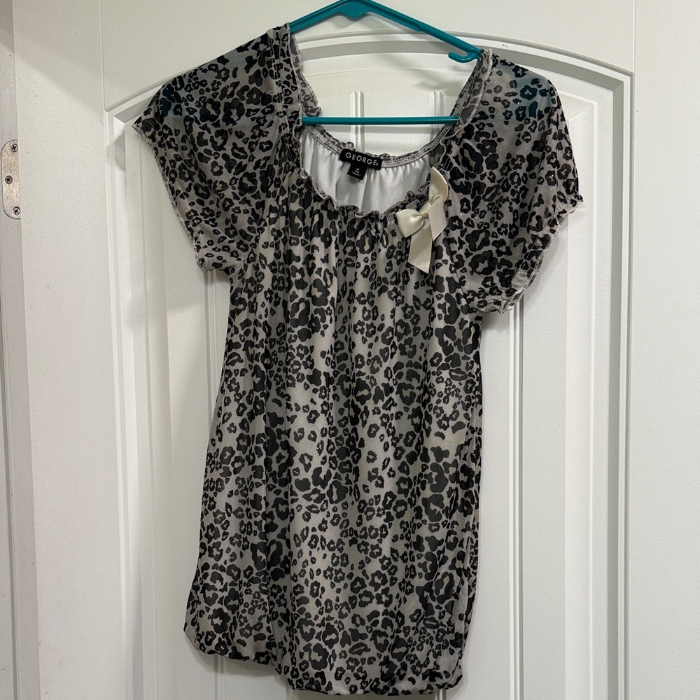 George Leopard Print Blouse - Black and tan (sparkles)